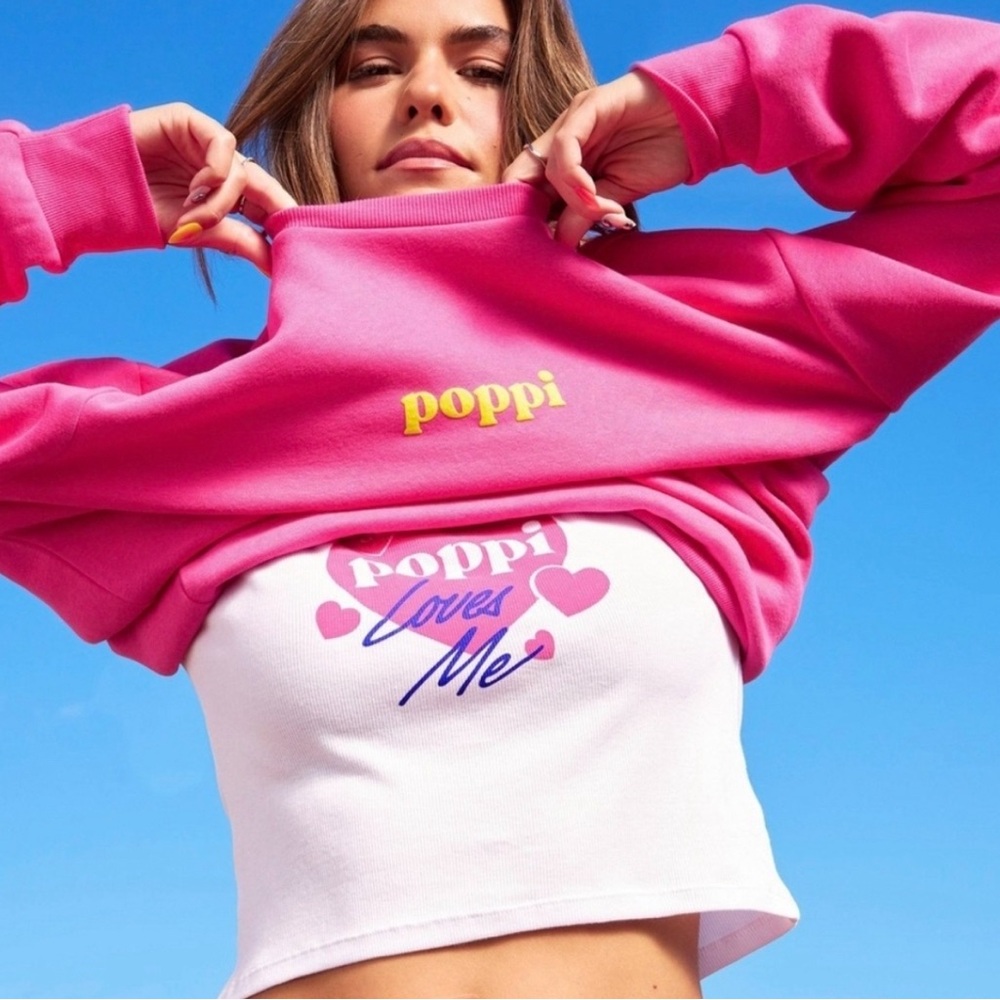 Adult Poppi Forever Icon Graphic Sweatshirt - Pink Size L - Picture 4 of 10